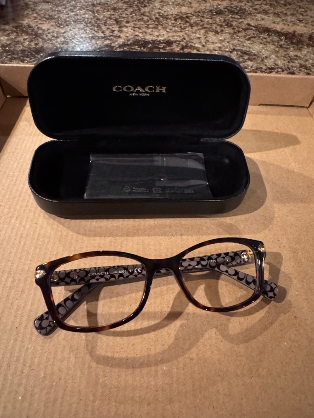 Coach Women's Tortoiseshell Optical Glasses with Signature Monogram Temples